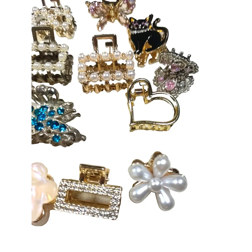 Twenty Small Hair Clip Barrettes Silver Gold Tone Varity